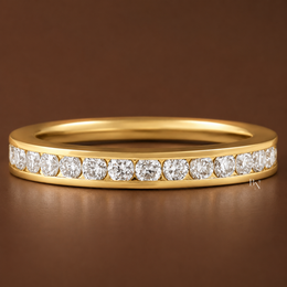 0.95ct Channel Set Lab Diamond Eternity Band, 14K Gold Round Brilliant Wedding Ring, 2.9mm