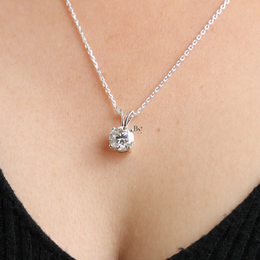 Lab Grown Diamond Pendant Necklace, 2 Carat Round Solitaire Necklace, Four Prong Diamond Charm