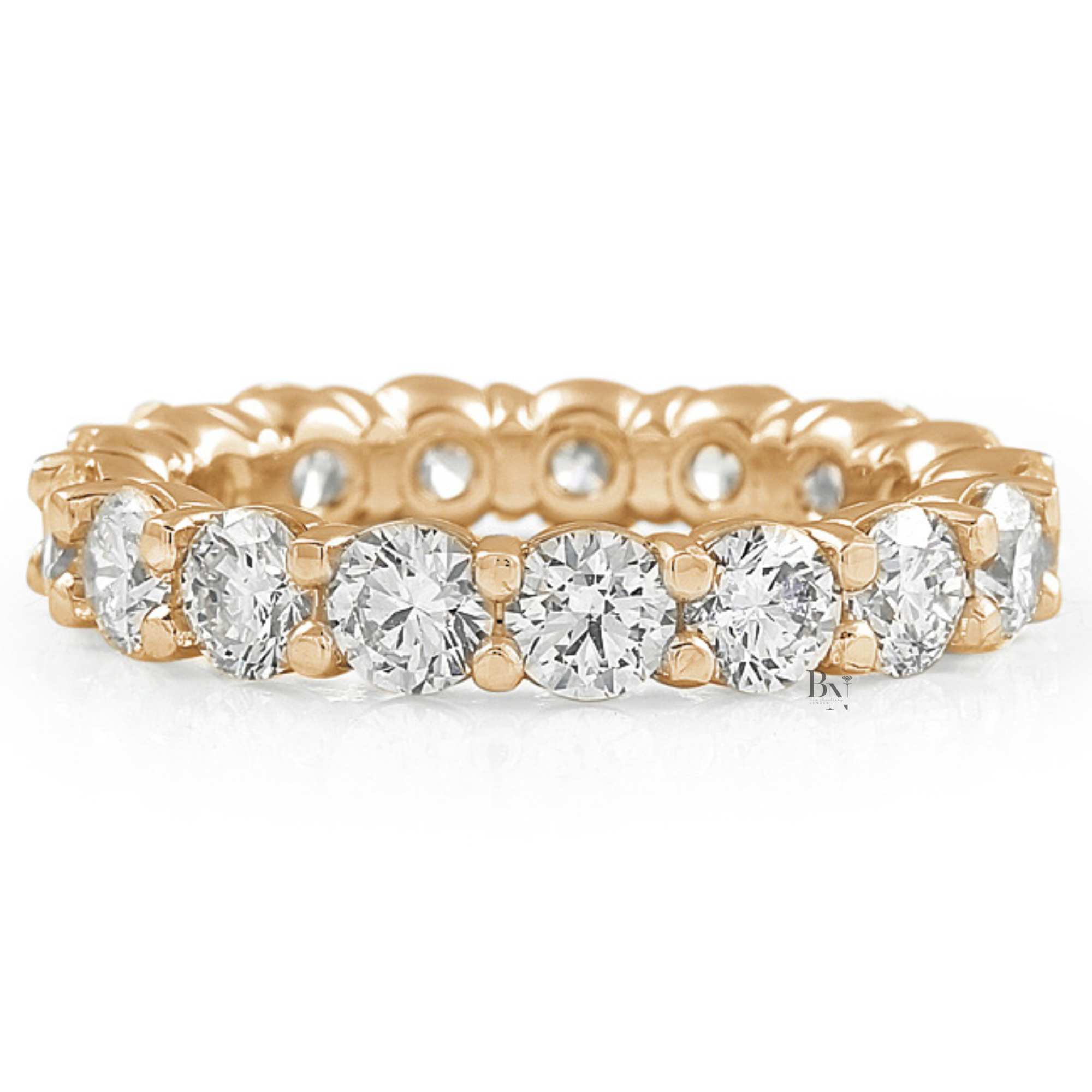 3.10ct Round Diamond Eternity Band, 3.7mm Shared Prong Wedding Ring, Classic Closed Basket Anniversary