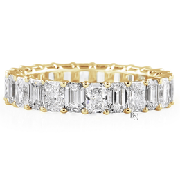 3.60CTW Alternating Emerald and Radiant Lab Diamond Band, Mixed Shape Full Eternity Ring, 14K Gold Wedding Band