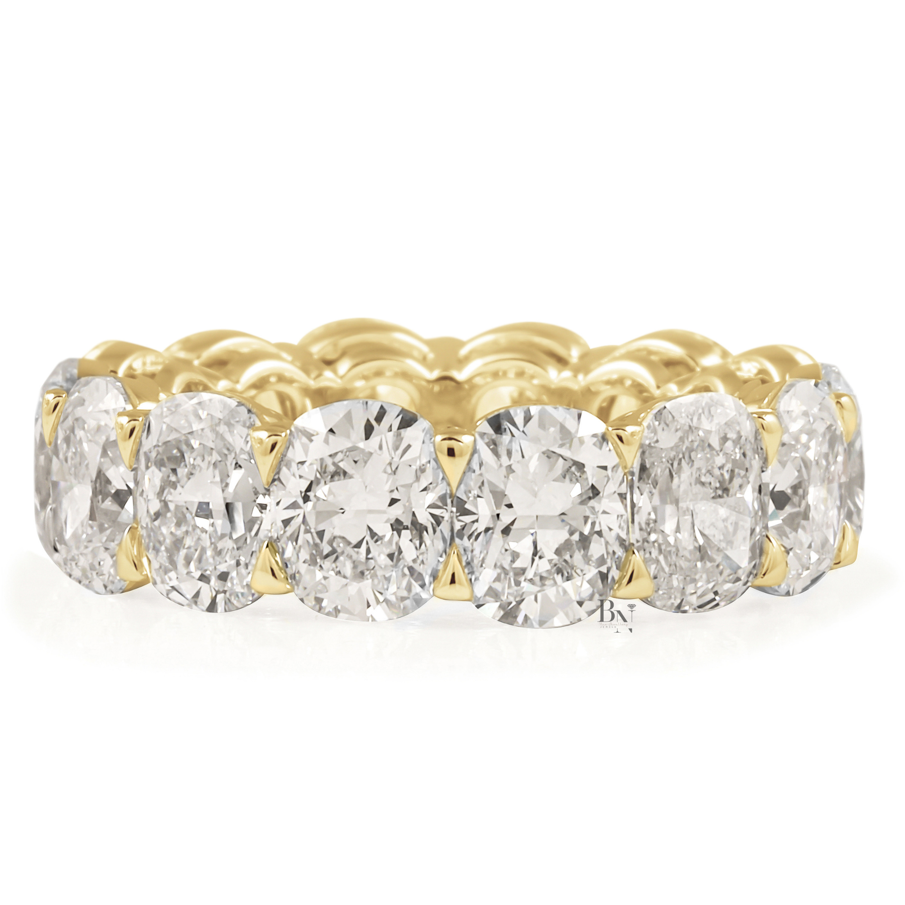 10.30CTW Cushion Cut Lab Diamond Eternity Band, Wide Full Eternity Wedding Ring, 14K Gold 6.2mm Statement Band