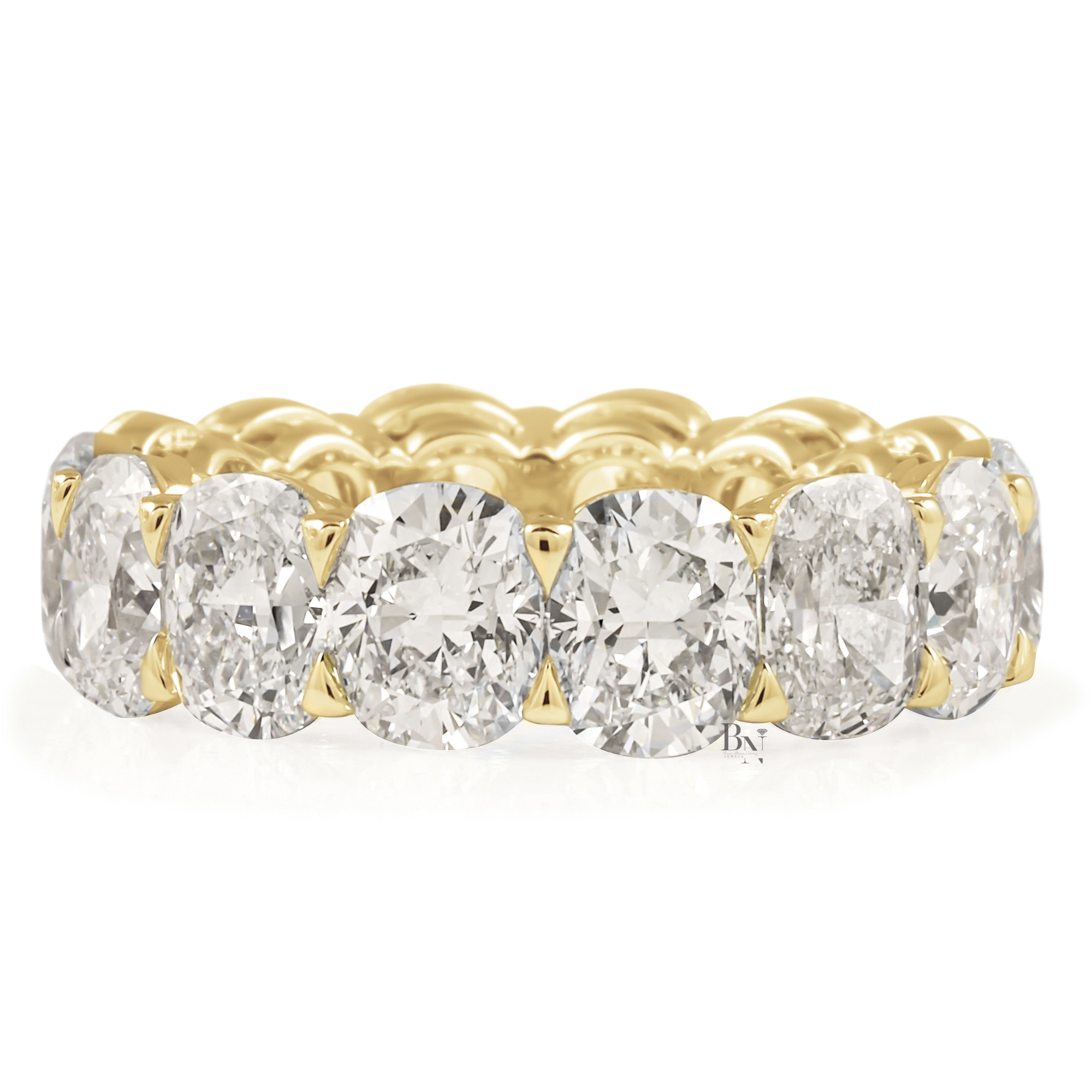 10.30CTW Cushion Cut Lab Diamond Eternity Band, Wide Full Eternity Wedding Ring, 14K Gold 6.2mm Statement Band