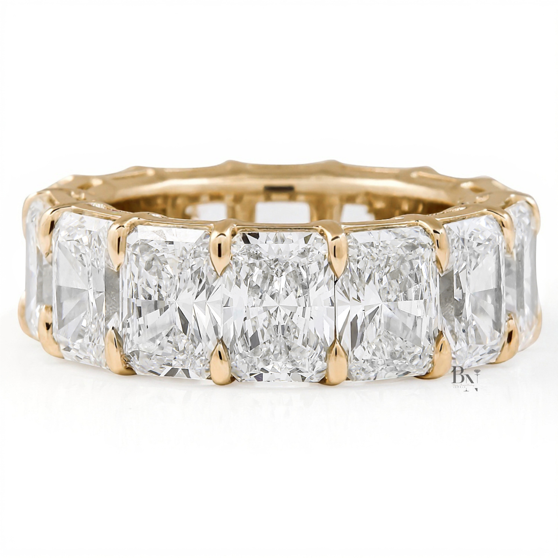 14.50ct Radiant Cut Eternity Band, Lab Grown Diamond Wedding Ring, 7.6mm Wide Chunky Statement