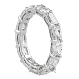 East West Antique Cushion Eternity Band, 4.10CT Lab Diamond Wedding Ring, Horizontal Shared Prong Band