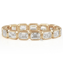 East West Bezel Set Eternity Band, 1.40CT Lab Diamond Wedding Ring, Horizontal Emerald Cut Band