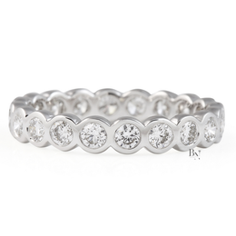 Bezel Set Lab Diamond Eternity Band, Full Round Cut Wedding Ring, 1.15CTW 3.4mm Modern Stacking Band