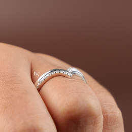 V Curved Lab Grown Diamond Wedding Band, 0.25ct V Shaped Contour Ring