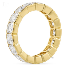 Asscher Cut Lab Diamond Eternity Band, 5.30 CTW Bezel Set Wedding Ring, 14K Gold