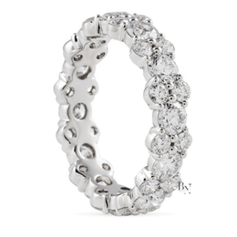 2.85ct Lab Grown Diamond Eternity Band, 14K Gold Cluster Wedding Ring, 4.9mm Alternating Bubble Stacking Ring
