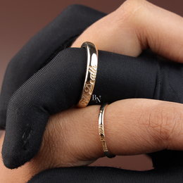 Till Death Wedding Band Set, 14K Gold Couple Rings, Matching Engraved Bands, Script Wedding Ring Set