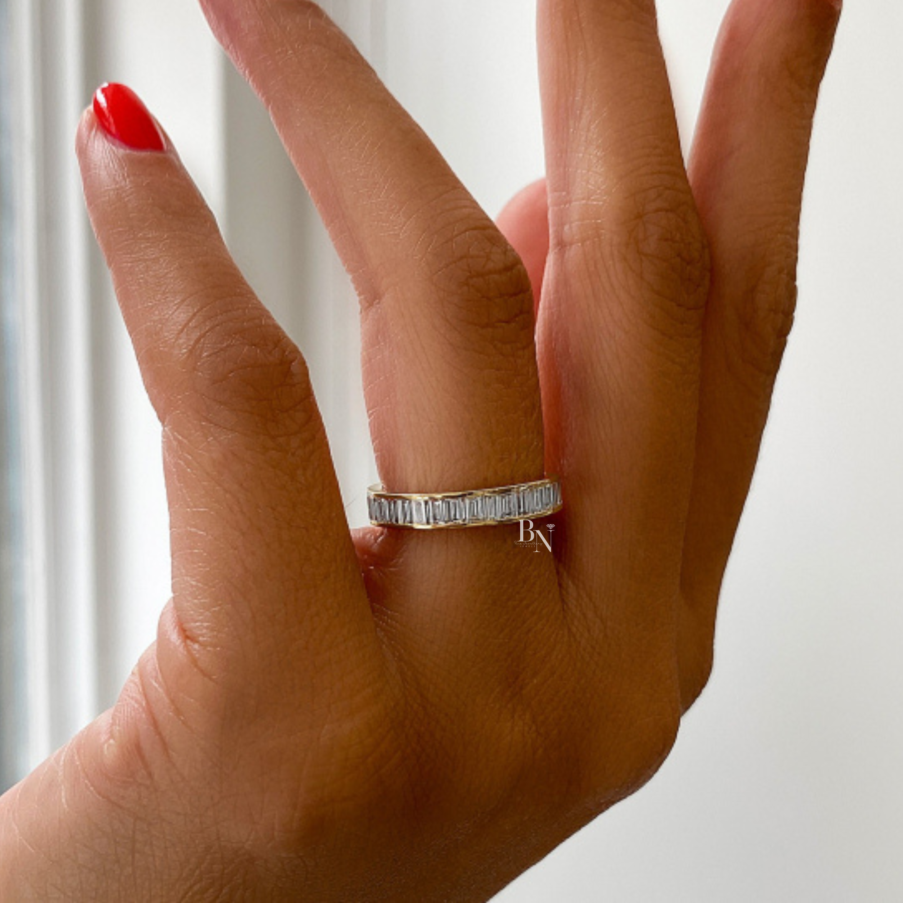 Baguette Cut Lab Diamond Band, 1.80 CTW Channel Set Eternity Ring, 14K Gold Bridal Stacking Ring