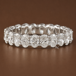 Oval Lab Diamond Eternity Band, 2.20 CTW Open Airline Basket Ring, Solid Gold Bridal Stacking Wedding Band