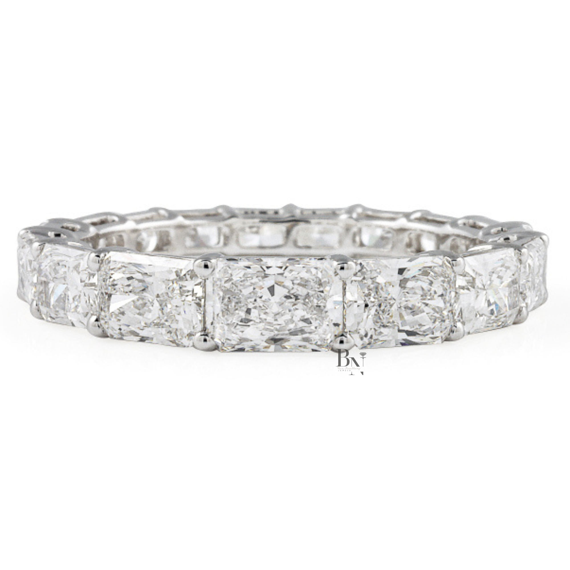 Radiant Cut Lab Diamond Eternity Band, Tapered Graduated Wedding Ring, 2.80CTW 14K Gold Band, 3.8mm Wide