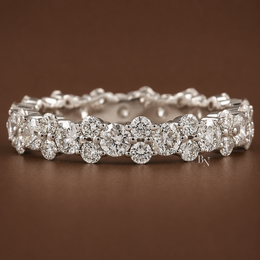 Round Brilliant Cut Lab Diamond Cluster Band, 1.87 CTW Full Eternity Wedding Ring, Solid Gold