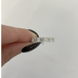 3.60CTW Alternating Emerald and Radiant Lab Diamond Band, Mixed Shape Full Eternity Ring, 14K Gold Wedding Band