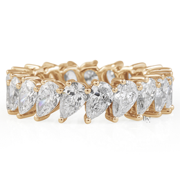 3.60ct Pear Lab Grown Diamond Eternity Band, Platinum Slanted Wedding Ring, 5.5mm Wide