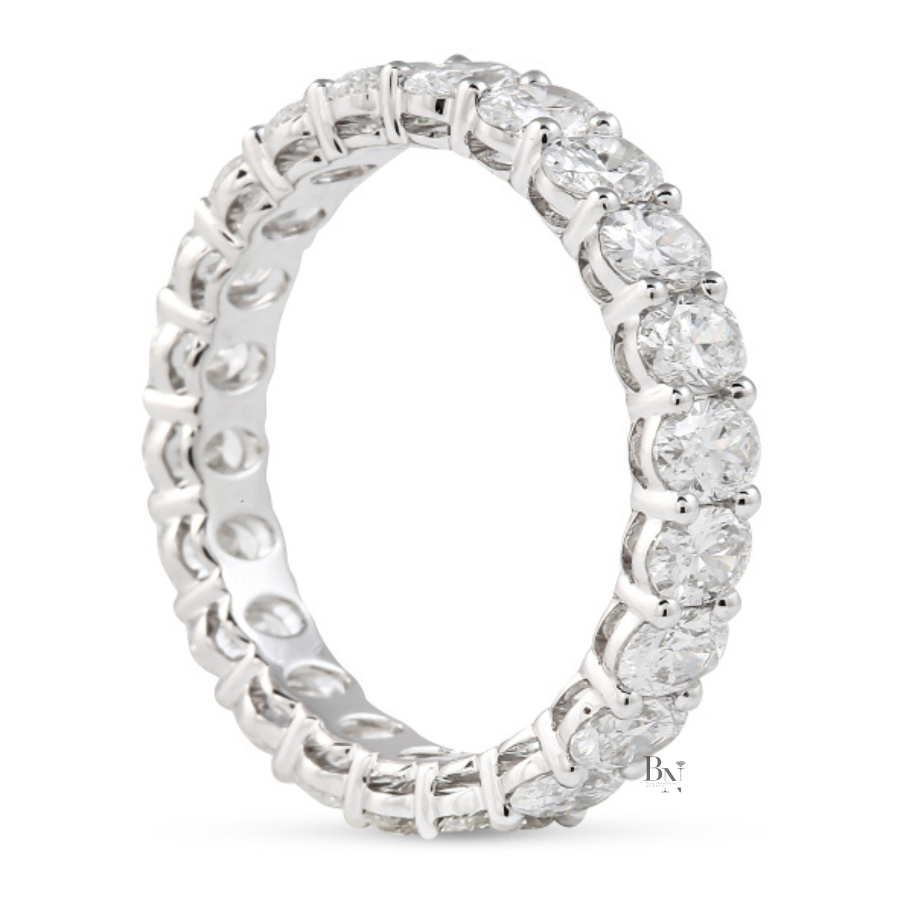 Oval Lab Diamond Eternity Band, 2.20 CTW Open Airline Basket Ring, Solid Gold Bridal Stacking Wedding Band