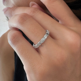 Alternating Oval and Emerald Lab Diamond Band, 2.00 CTW East West Eternity Ring