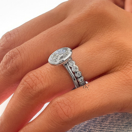 Bezel Set Lab Diamond Eternity Band, Full Round Cut Wedding Ring, 1.15CTW 3.4mm Modern Stacking Band