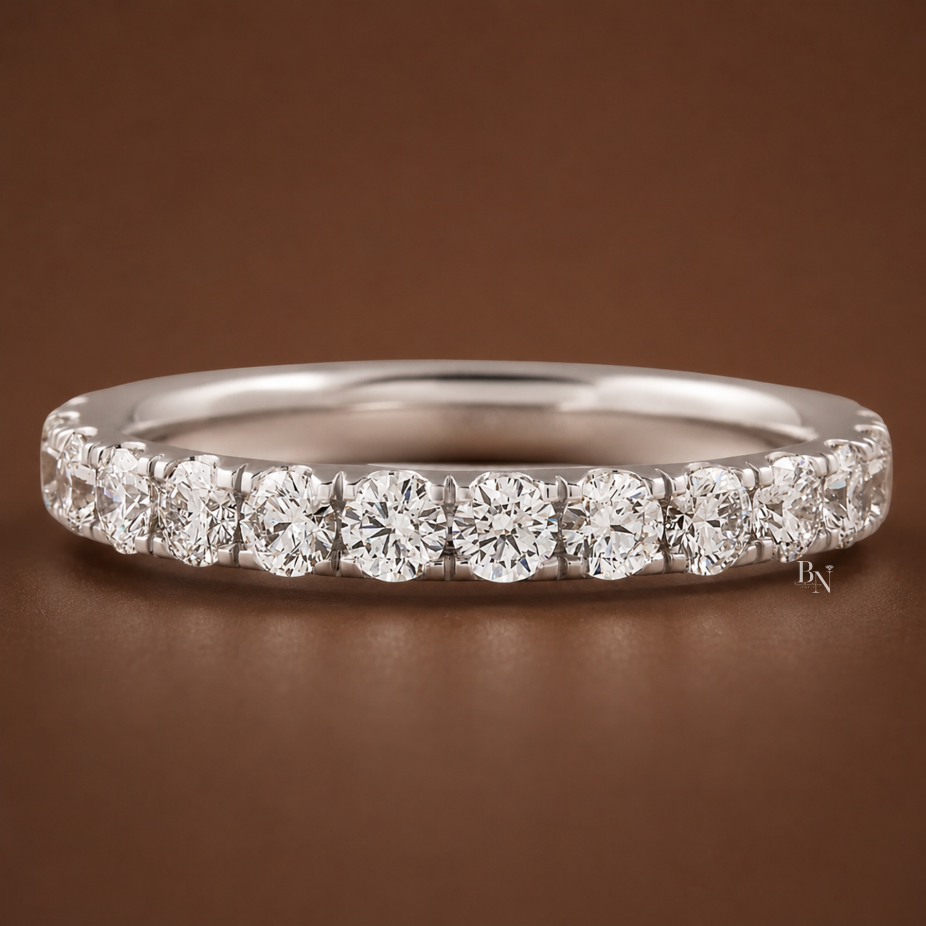 1.30ct Lab Grown Diamond Eternity Band, 14K Gold Pave Wedding Ring, 2.6mm Round Brilliant Anniversary