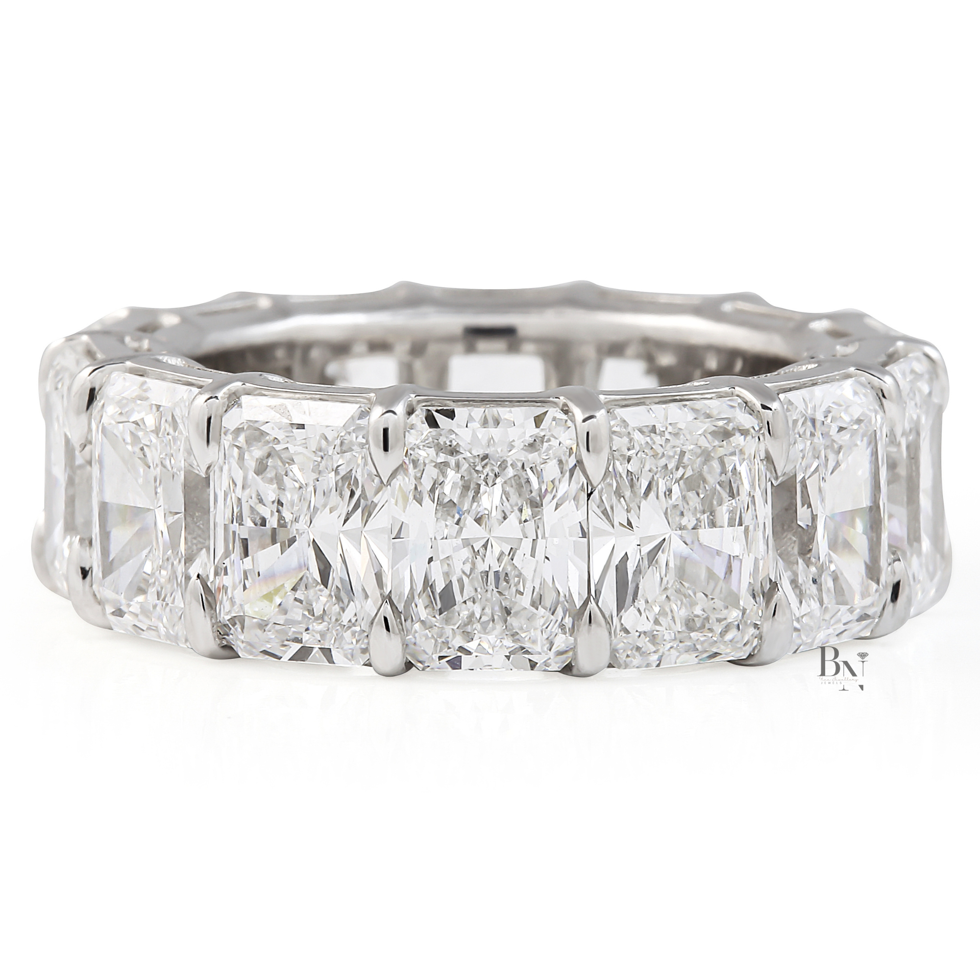 14.50ct Radiant Cut Eternity Band, Lab Grown Diamond Wedding Ring, 7.6mm Wide Chunky Statement