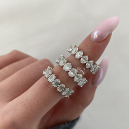 Elongated Cushion Lab Diamond Band, 4.60 CTW Compass Prong Eternity Ring, 14K Gold Bridal Stacking Ring