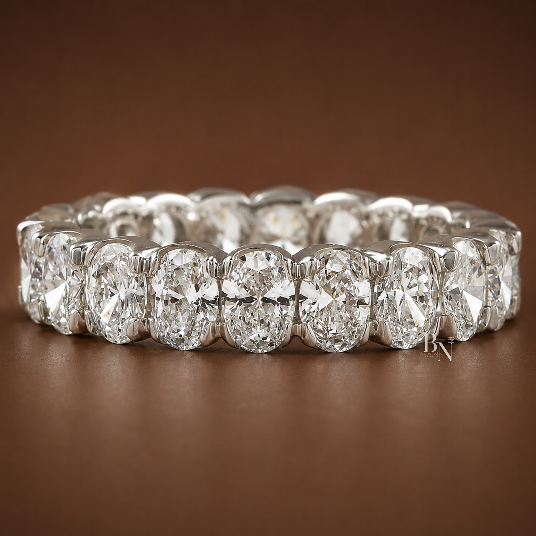3.04ct Oval Lab Grown Diamond Eternity Band, Low Profile Wedding Ring, 4.2mm Wide