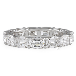 East West Antique Cushion Eternity Band, 4.10CT Lab Diamond Wedding Ring, Horizontal Shared Prong Band