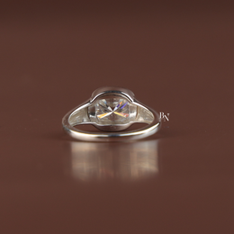 1.40 CT East West Cushion Cut Lab Diamond Ring, Low Profile Bezel Set Solitaire Ring