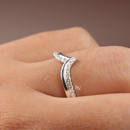 V Curved Lab Grown Diamond Wedding Band, 0.25ct V Shaped Contour Ring