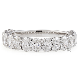 1.60ct Oval Lab Grown Diamond Three Quarter Eternity Band, 3.7mm Airline Basket Wedding Ring