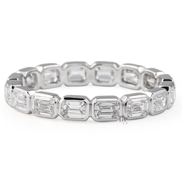 East West Bezel Set Eternity Band, 1.40CT Lab Diamond Wedding Ring, Horizontal Emerald Cut Band