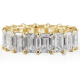 8CT Emerald Cut Eternity Band, Lab Grown Diamond Wedding Ring, Low Profile Closed Basket Anniversary Band