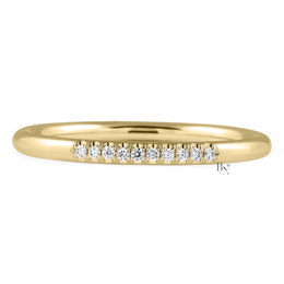 0.15CTW Lab Diamond Partial Pave Band, Minimalist 1.8mm Wedding Ring, Dainty Gold Stacking Ring