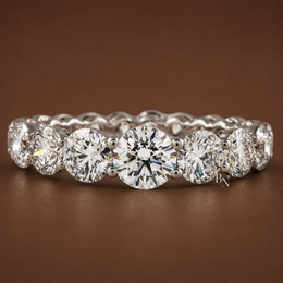3.30ct Graduated Round Diamond Eternity Band, 14K Gold Tapered Wedding Ring, Shared Prong Lab Grown