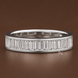 Baguette Lab Diamond Wedding Band, 3/4 Channel Set Eternity Ring, 1.5CTW 14K Gold Band, 4.3mm Wide