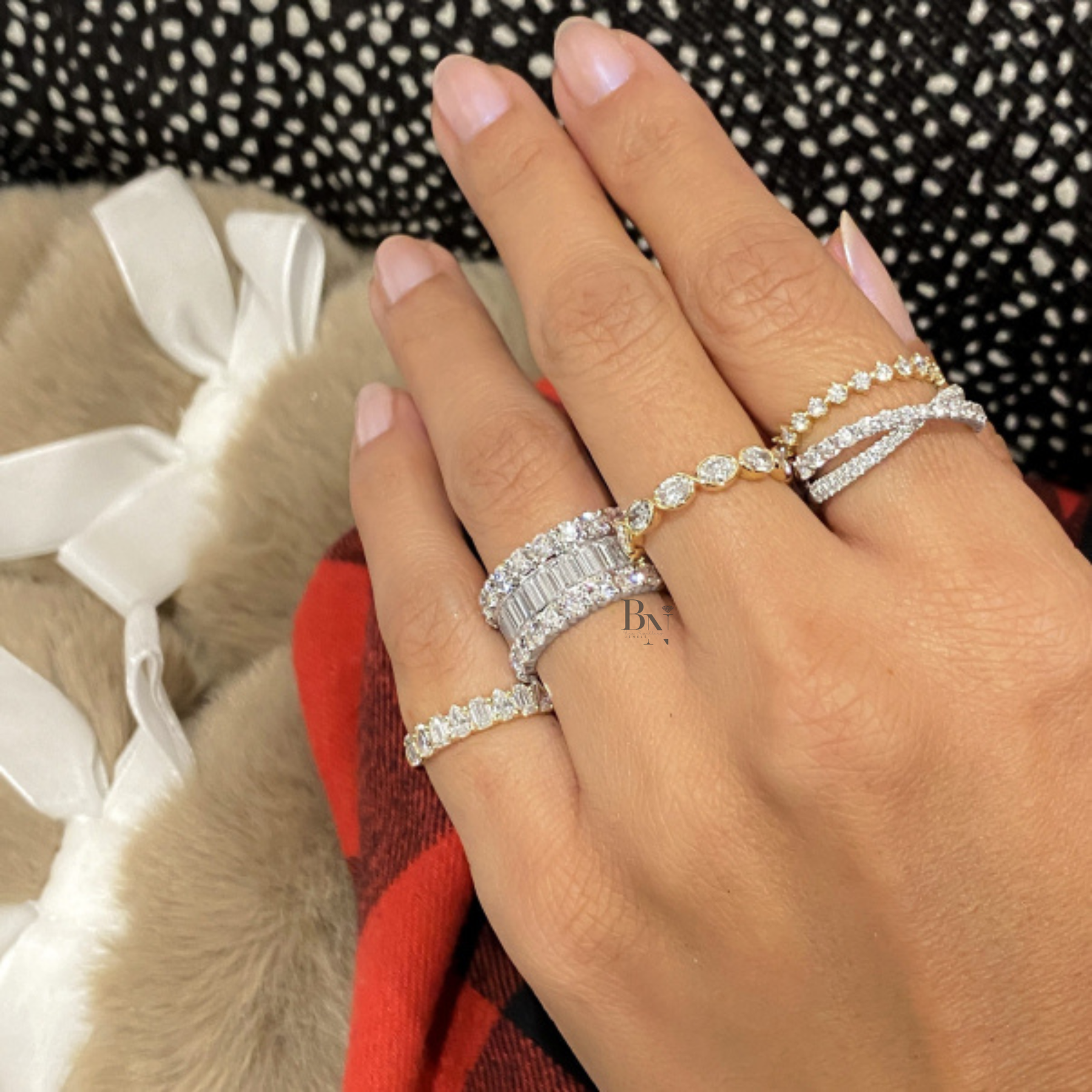 3.51ctw Baguette & Round Lab Grown Diamond Wedding Band, 10.6mm Wide Multi Row Statement Ring