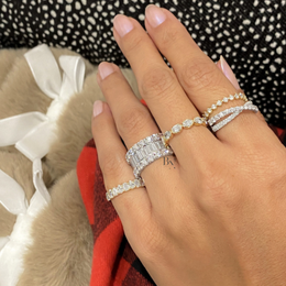 3.51ctw Baguette & Round Lab Grown Diamond Wedding Band, 10.6mm Wide Multi Row Statement Ring