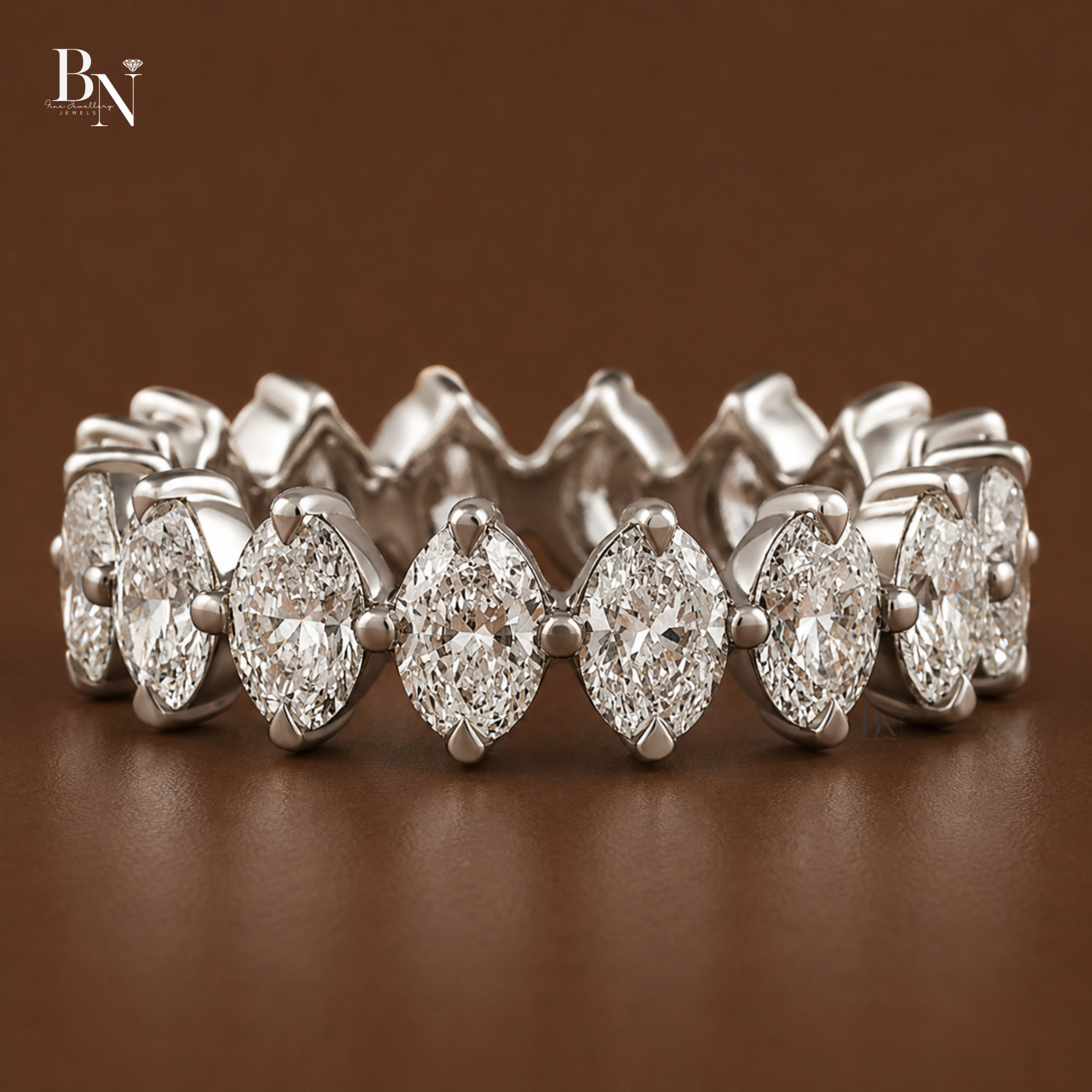 Oval Lab Diamond Eternity Band, 3.30 CTW Compass Prong Wedding Ring, 14K Gold Bridal Stacking Ring