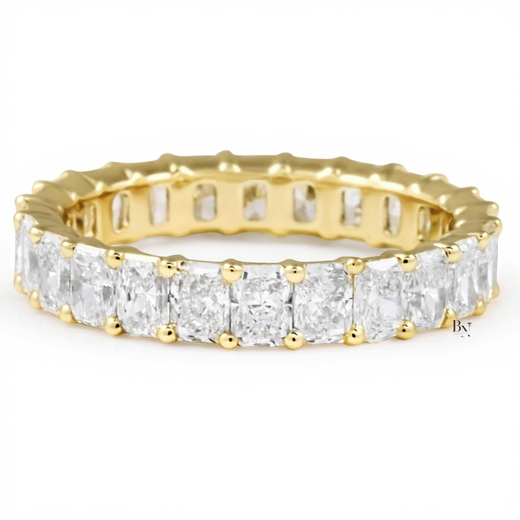 2.40ct Radiant Cut Eternity Band, Lab Grown Diamond Wedding Ring, 3.7mm Shared Prong