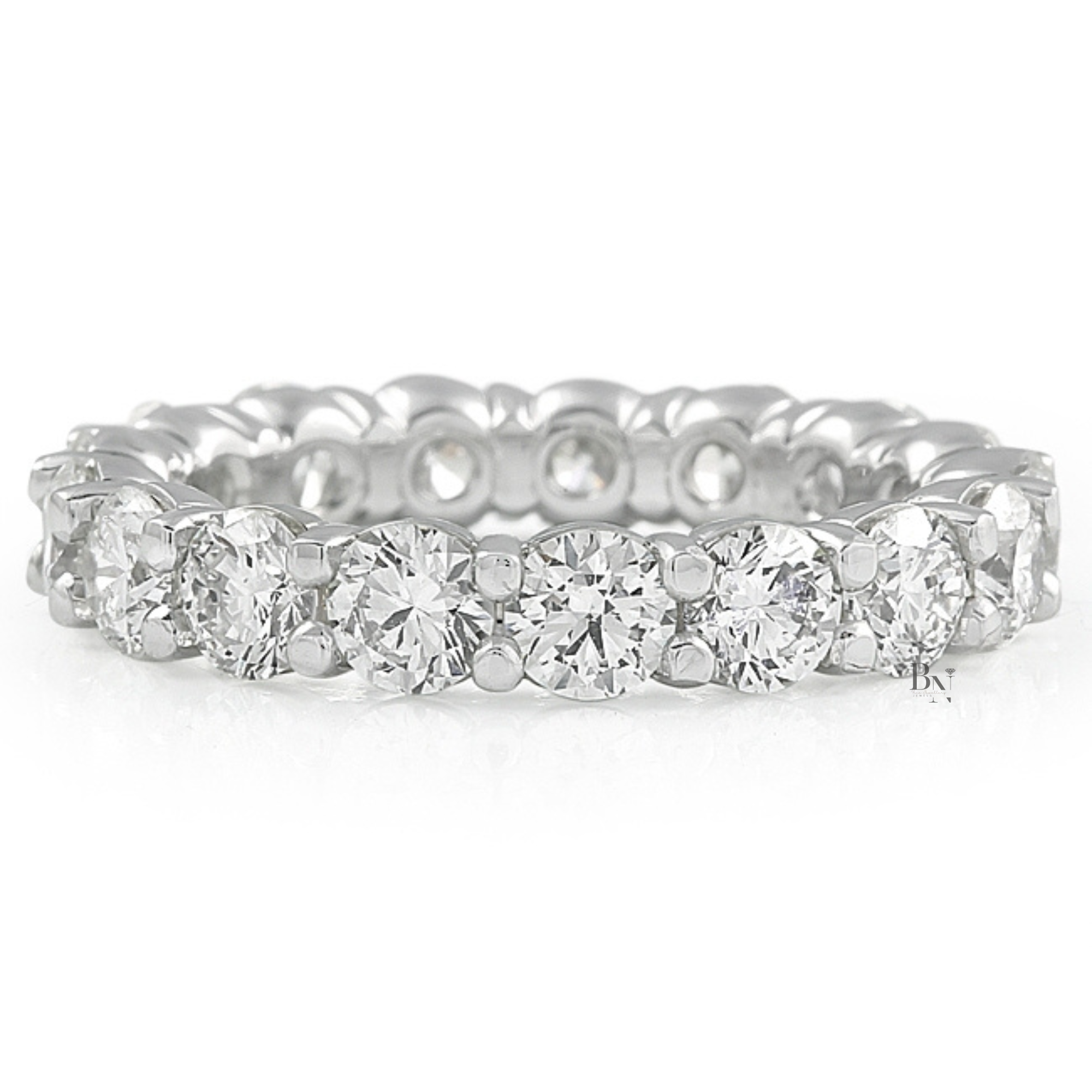 3.10ct Round Diamond Eternity Band, 3.7mm Shared Prong Wedding Ring, Classic Closed Basket Anniversary