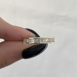 Baguette Cut Lab Diamond Band, 1.80 CTW Channel Set Eternity Ring, 14K Gold Bridal Stacking Ring