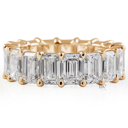 8CT Emerald Cut Eternity Band, Lab Grown Diamond Wedding Ring, Low Profile Closed Basket Anniversary Band