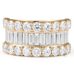 3.51ctw Baguette & Round Lab Grown Diamond Wedding Band, 10.6mm Wide Multi Row Statement Ring