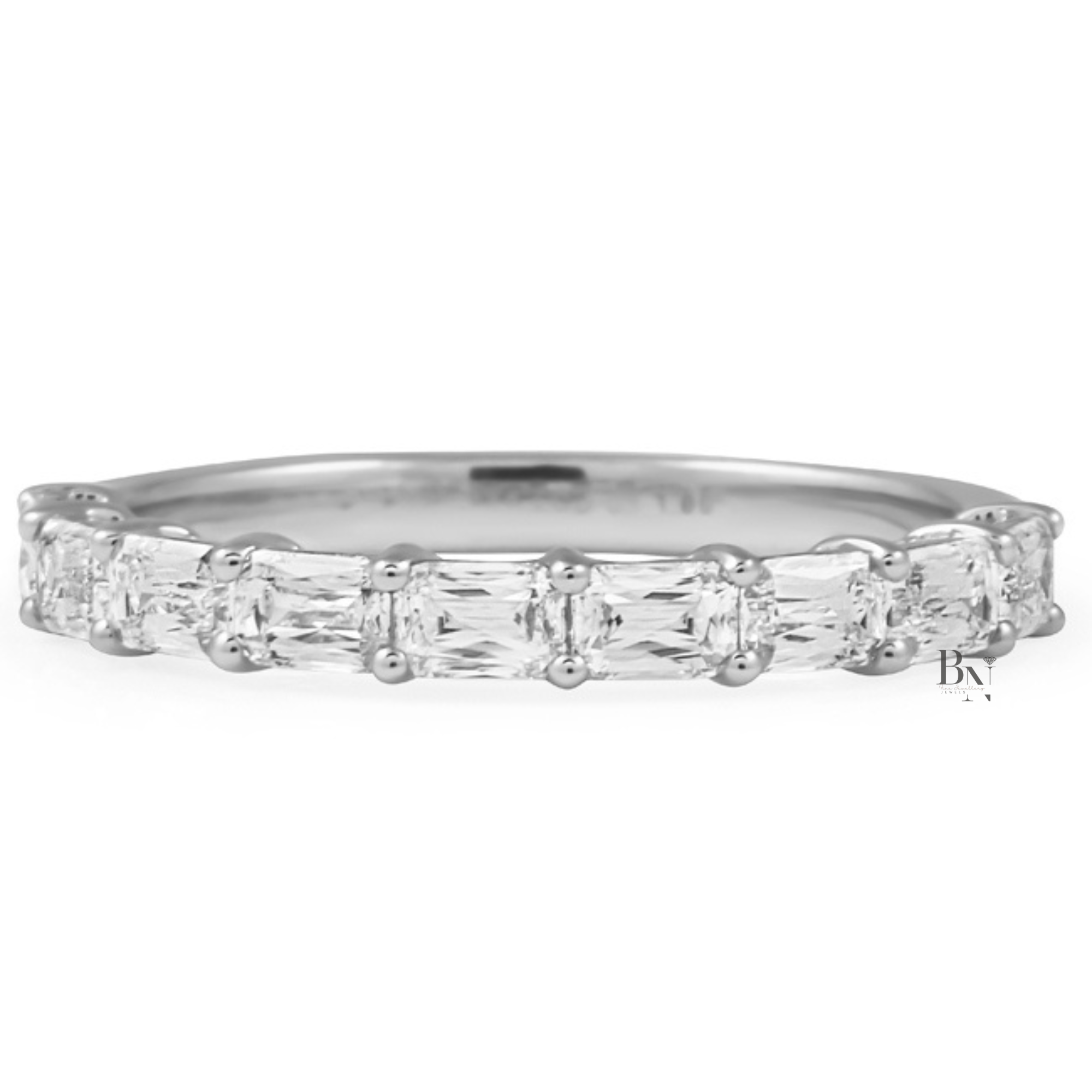 Criss Cut Lab Diamond Band, Shared Prong Wedding Ring, Gold Bridal Stacking Ring