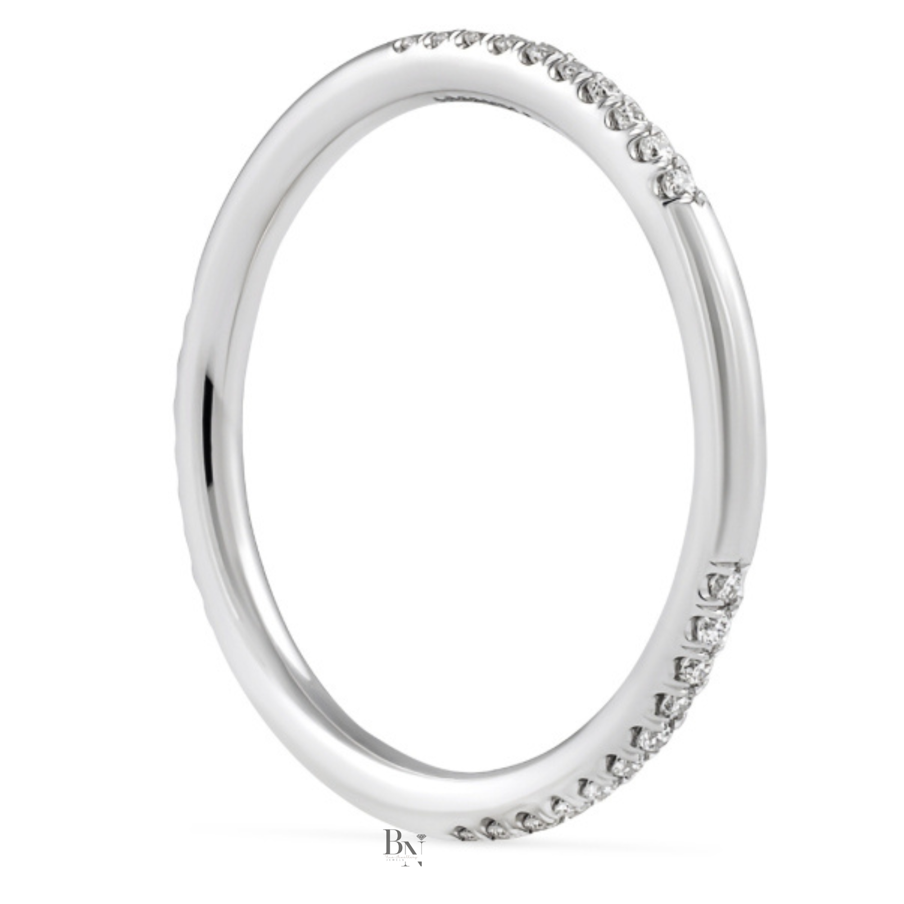 0.15CTW Lab Diamond Partial Pave Band, Minimalist 1.8mm Wedding Ring, Dainty Gold Stacking Ring