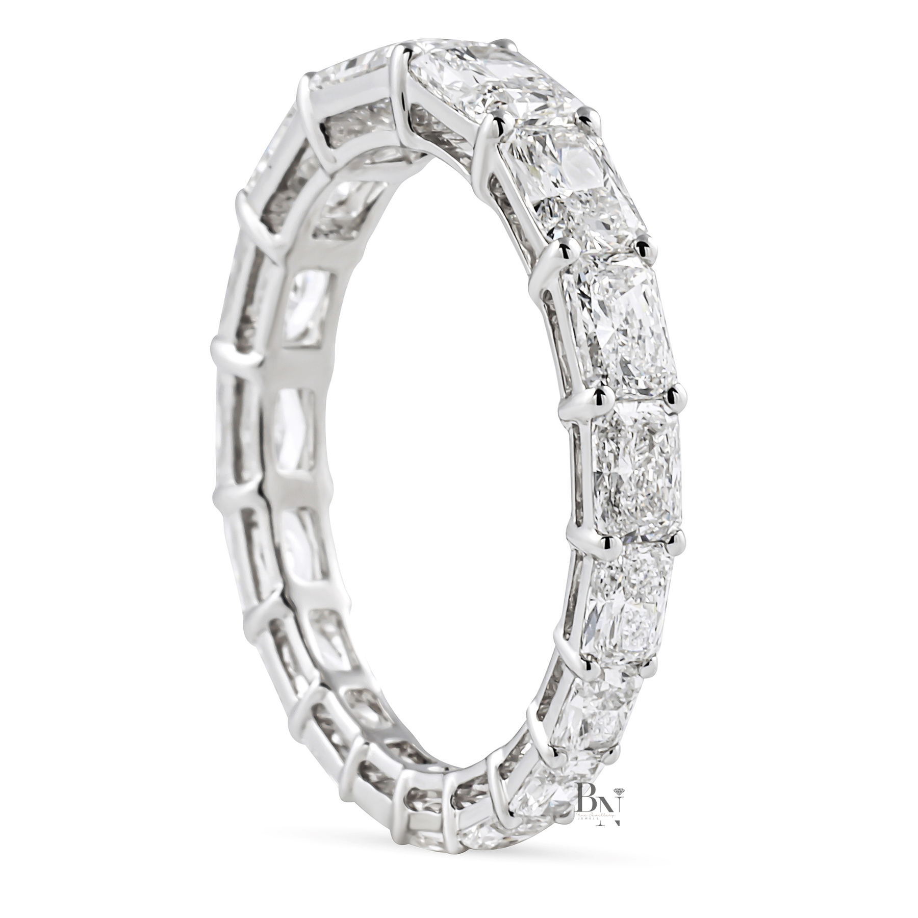 Radiant Cut Lab Diamond Eternity Band, Tapered Graduated Wedding Ring, 2.80CTW 14K Gold Band, 3.8mm Wide