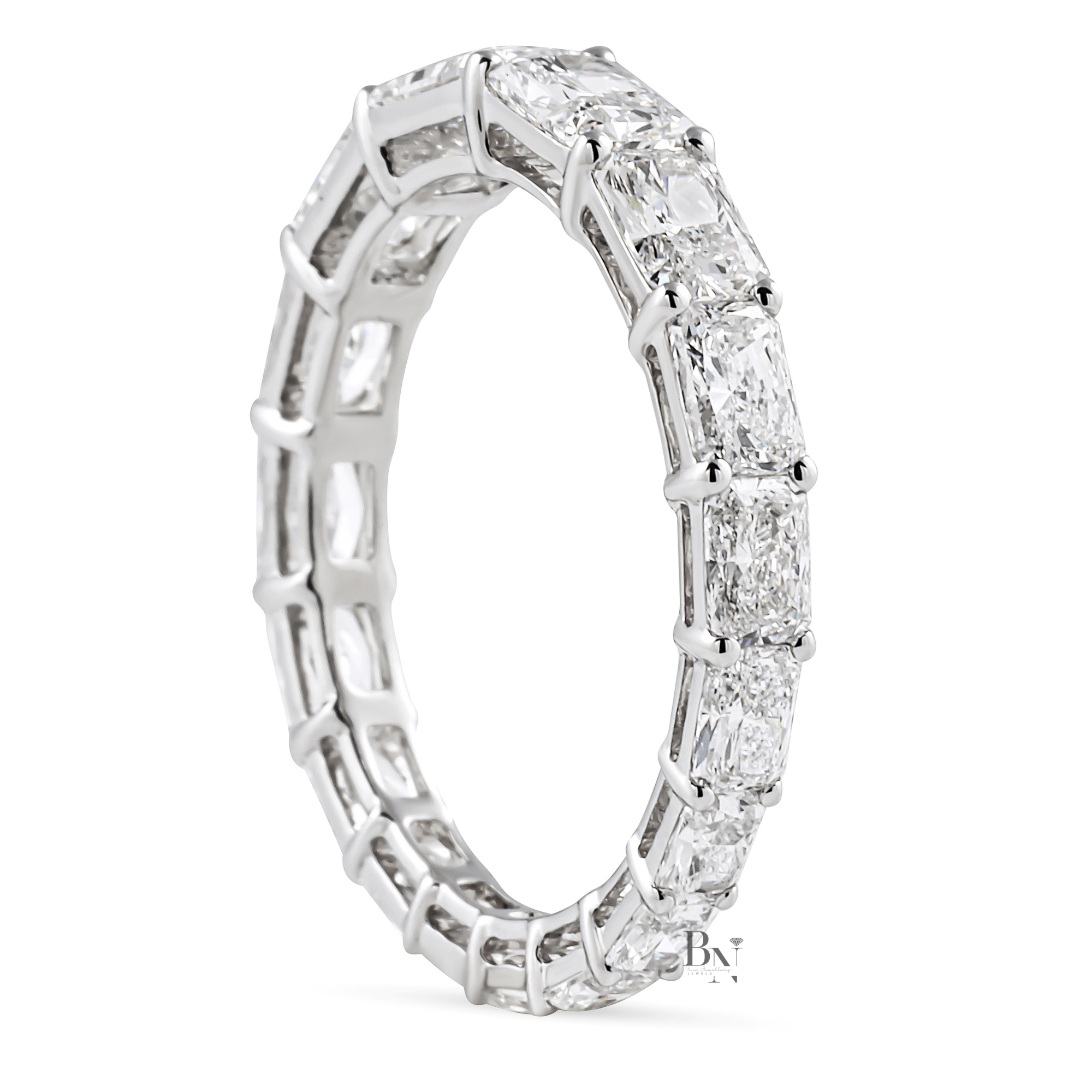 Radiant Cut Lab Diamond Eternity Band, Tapered Graduated Wedding Ring, 2.80CTW 14K Gold Band, 3.8mm Wide