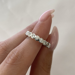 Bezel Set Lab Diamond Eternity Band, Full Round Cut Wedding Ring, 1.15CTW 3.4mm Modern Stacking Band