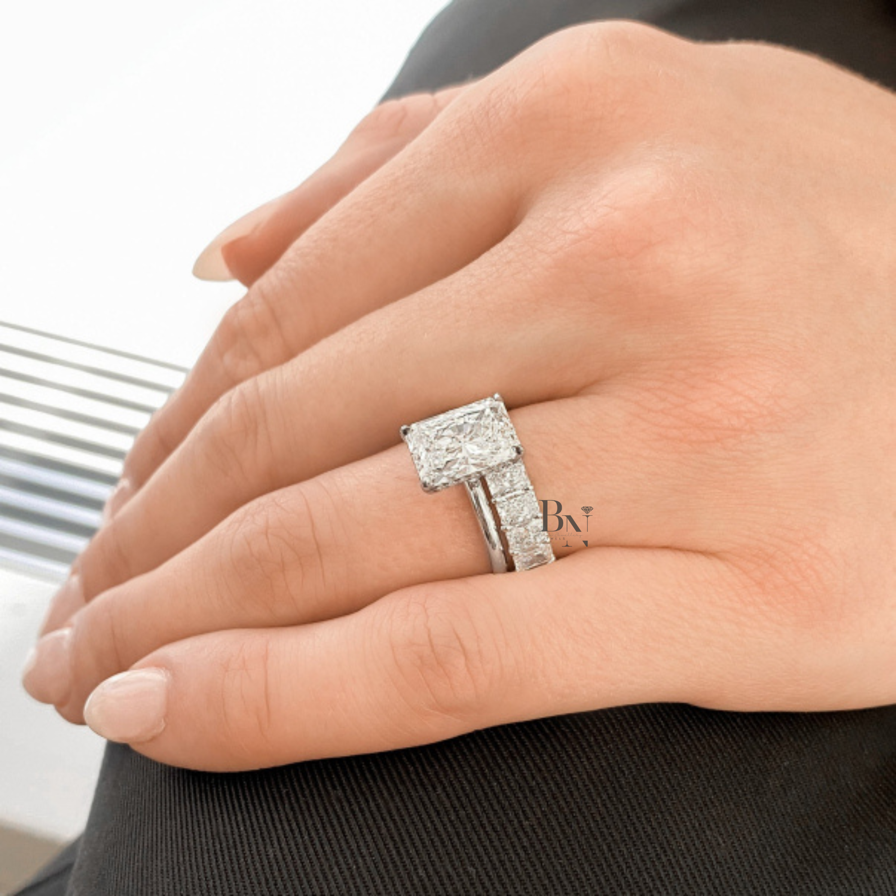 Radiant Cut Lab Diamond Eternity Band, 3.10 TCW Low Profile Wedding Ring, Handmade Gold Brida
